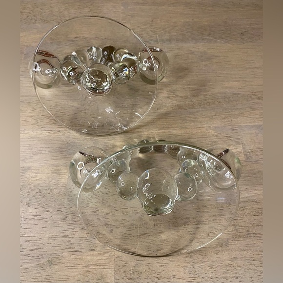 Vintage Pair Clear Bubble Glass Candlestick Holders‎ Imperial Candlewick 1940s - Picture 7 of 8